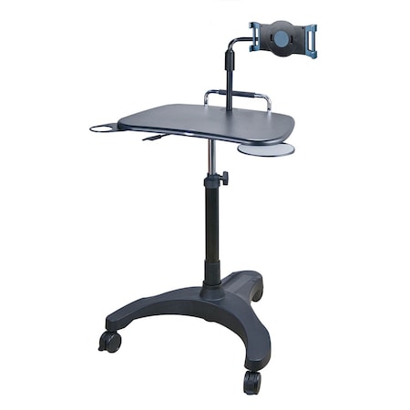 Aidata Sit/Stand Mobile Laptop Workstation, Black / Tablet Holder Arm LPD502P